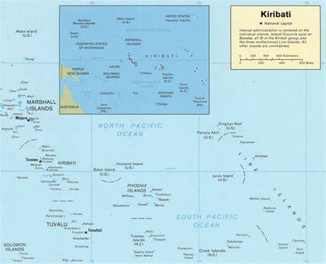 Carte des îles Kiribati et aires marines