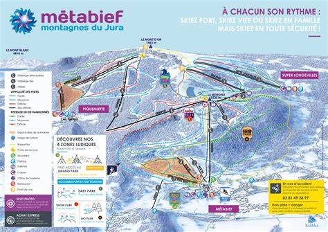 carte des pistes et zones de Métabief