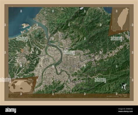 Vue aérienne de Taïwan et ses principales villes