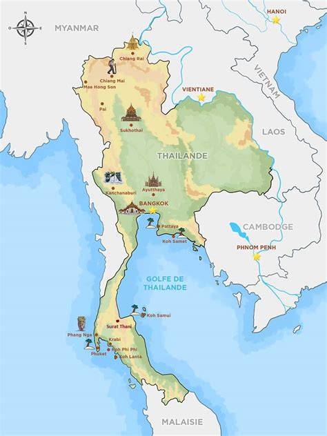 carte des îles autour de surat thani et ang thong