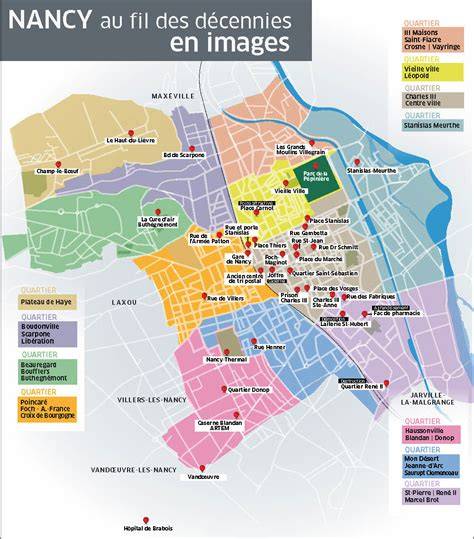 carte des attractions et quartiers de Nancy