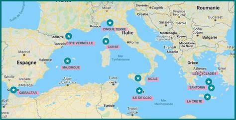 carte destinations soleil mediterranee