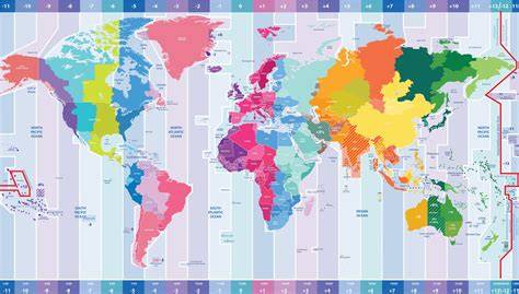 carte fuseaux horaires Égypte et France