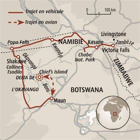 carte ou schéma de Mahango et Okavango