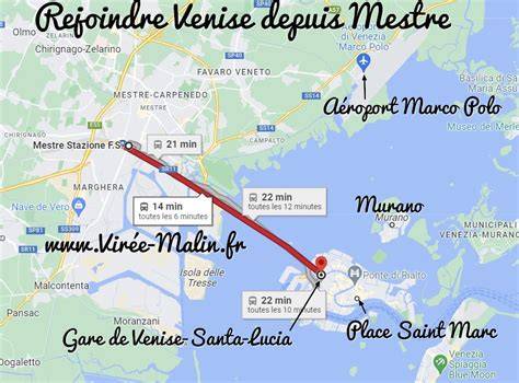 carte des liaisons Mestre Venise