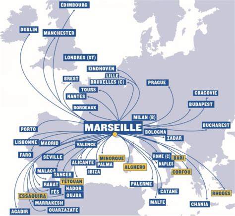 carte destinations directes Marseille