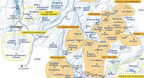 carte des grands domaines skiables des Alpes du Nord