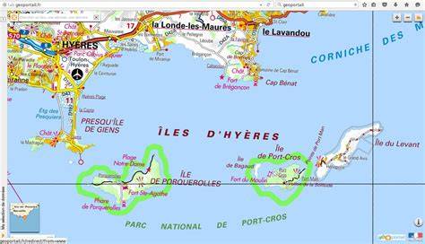 carte des îles d’Hyères et Porquerolles