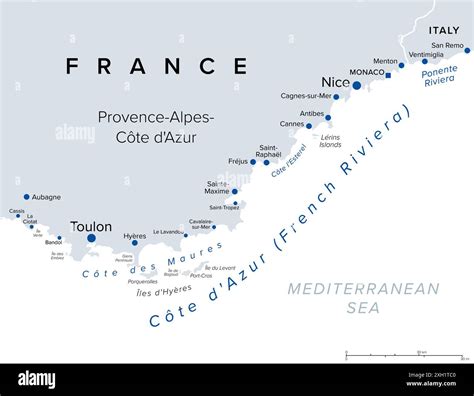 schematic map Côte d’Azur coastline and ports