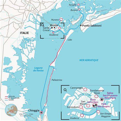 Carte des flux de navires dans la lagune de Venise