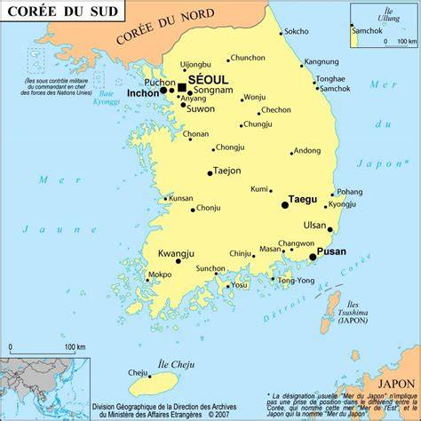 carte des grandes villes de Corée du Sud
