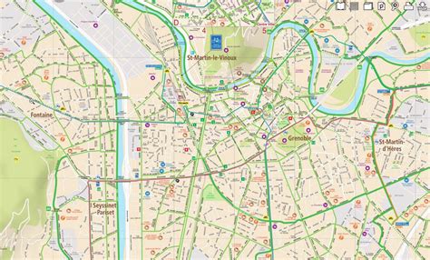 Carte des itinéraires cyclables autour de Grenoble