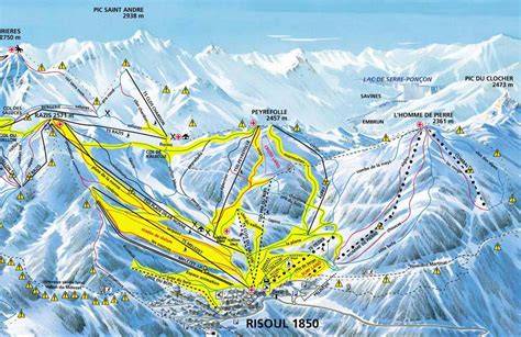 Carte/interconnexion domaines skiables et accès Risoul