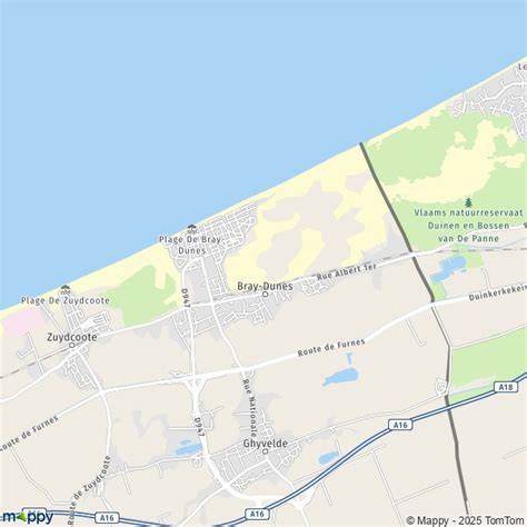 Carte des dunes et littoral de Bray-Dunes