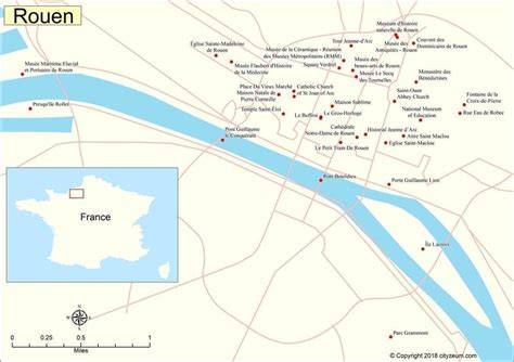 Carte des principaux sites de Rouen et environs