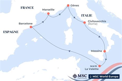 Plan des itinéraires MSC au départ de Venise