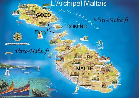 carte des îles Malte et Gozo
