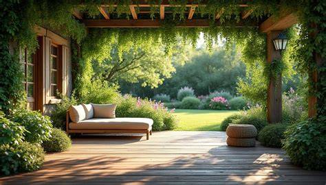 Terrasse ombragée et cadre champêtre près du Rhône