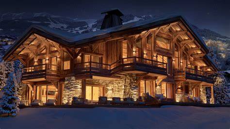 paysages de chalets en bois avec piscine
