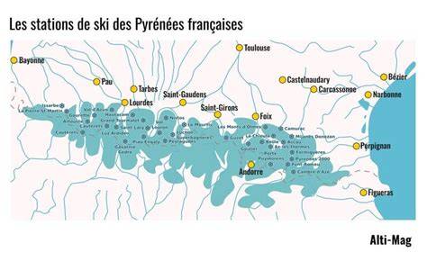 carte des stations proches des Pyrénées
