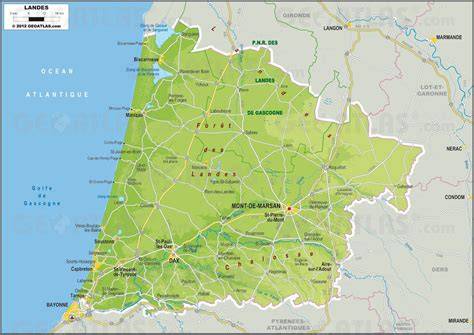 carte paysage littoral et pinède des Landes