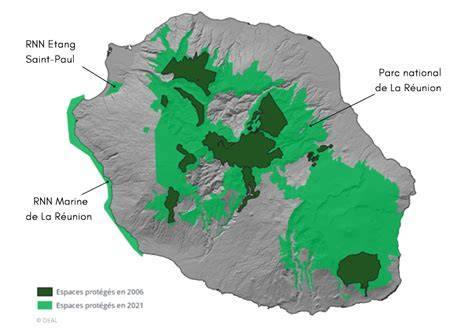 Carte de La Réunion et zones protégées