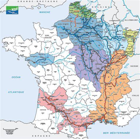 Carte des voies navigables et points d’intérêt fluviaux