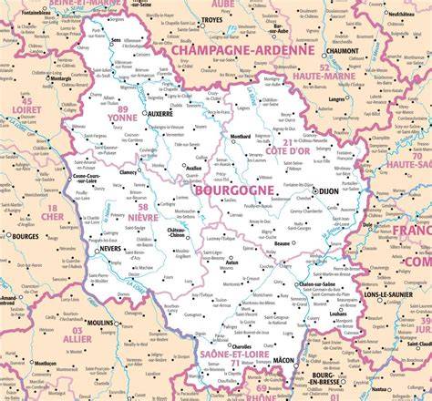 carte des trois hôtels en Bourgogne