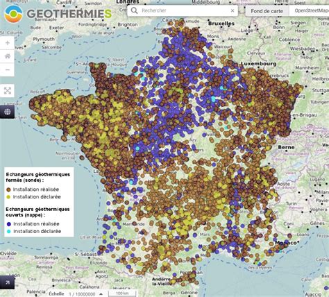 Carte géographique et zones géothermiques
