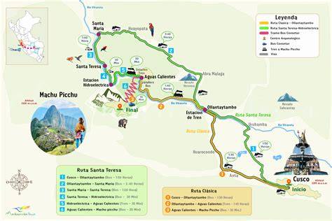 Carte des sentiers et points d’intérêt Machu Picchu