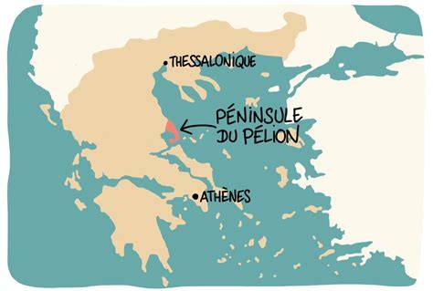 carte des plages et villages du Pélion