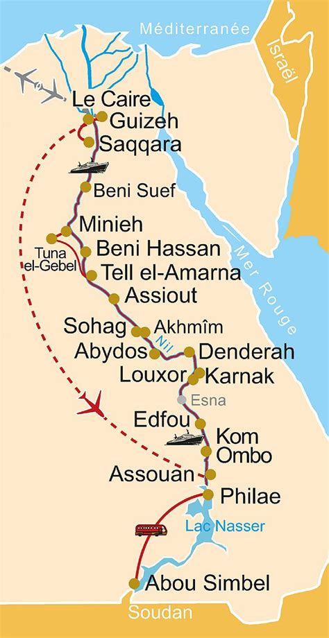 carte itinéraire croisière Nil