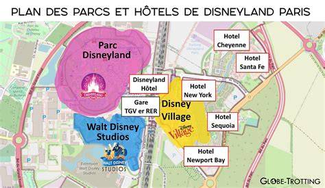 carte des emplacements des hôtels Disney à Disneyland Paris