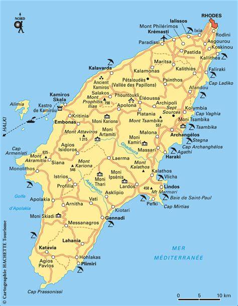 Infographie: Carte de Rhodes et principaux sites touristiques