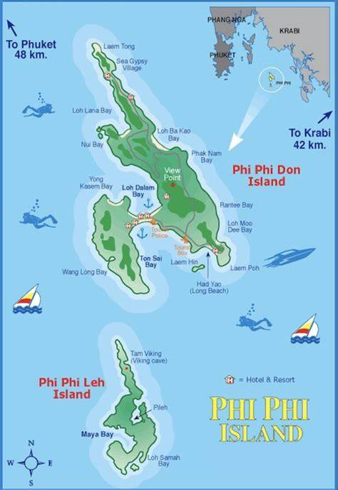 carte des îles Phi Phi et Bamboo Island