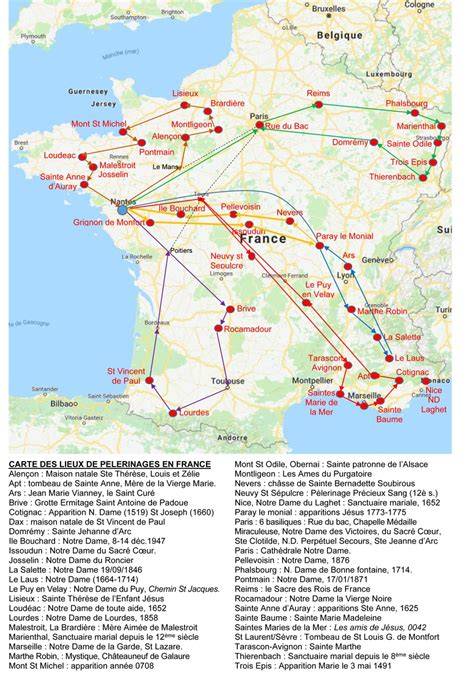 Carte historique des pèlerinages médiévaux en France