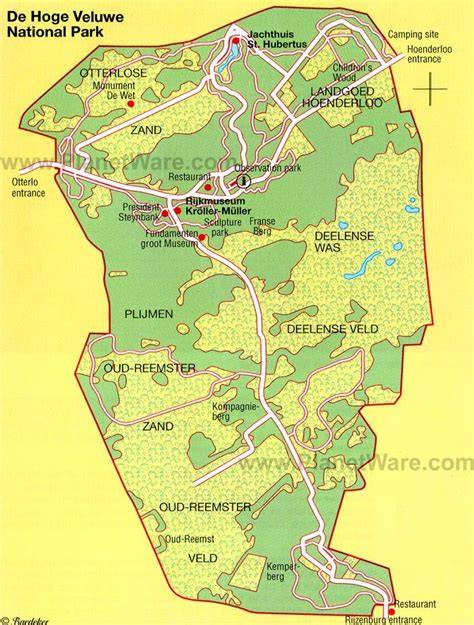 Carte du Hoge Veluwe et itinéraire Amsterdam