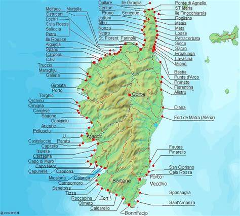 Carte des destinations corses Ollandini